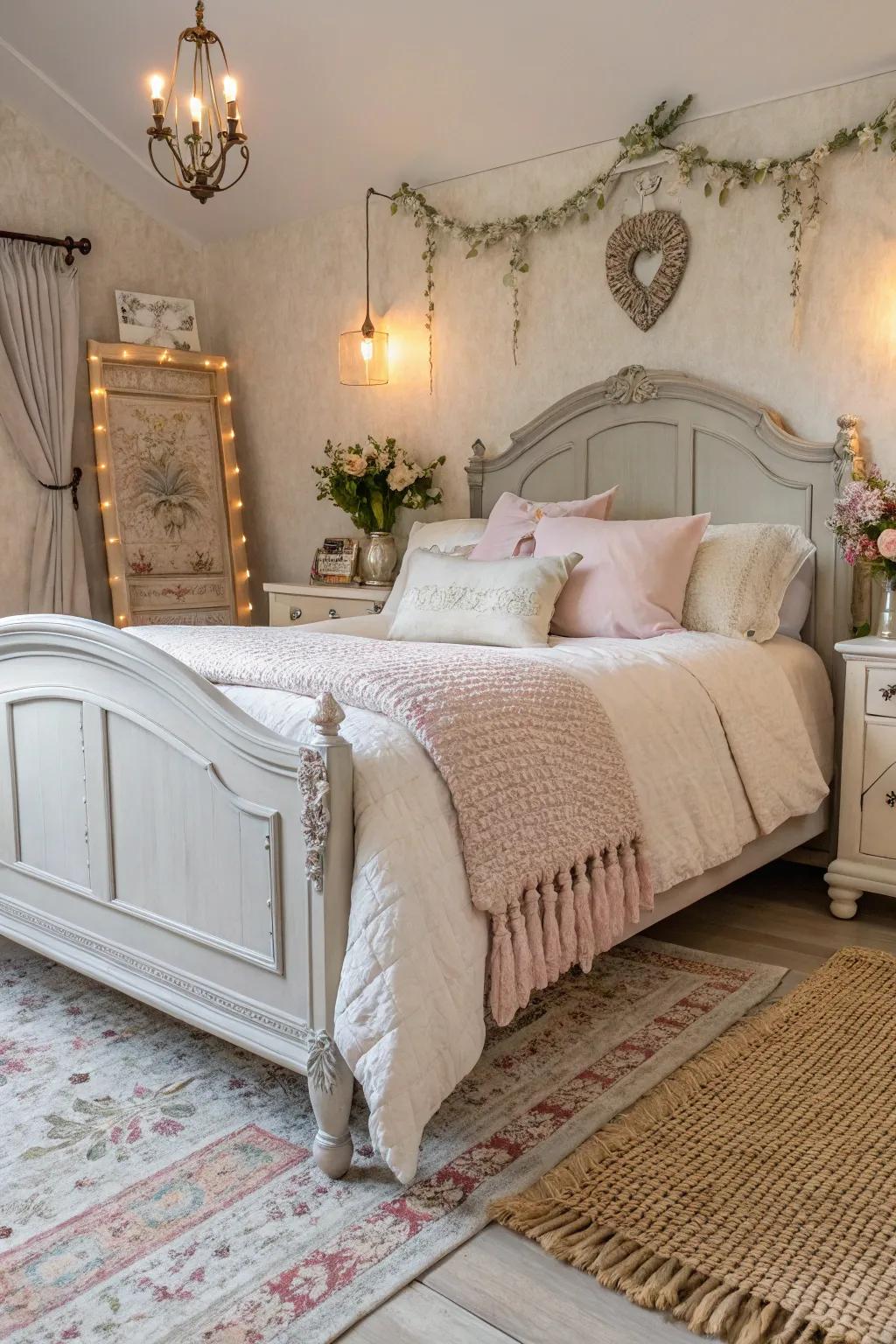 A flax bedstead results in a romantic and welcoming environment.