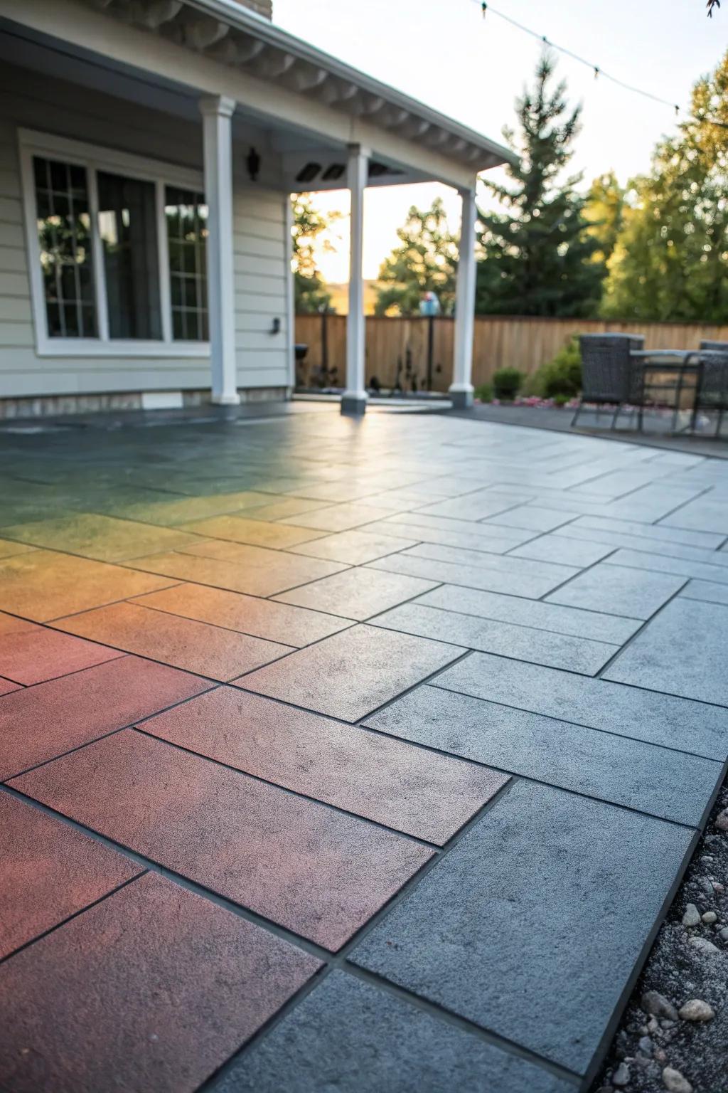A gradient design that gives depth and sophistication to the patio.