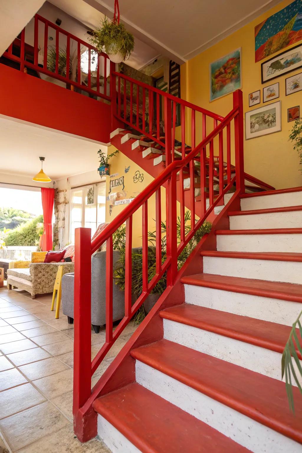 Vibrant rouge fashions a daring and energetic focal point.