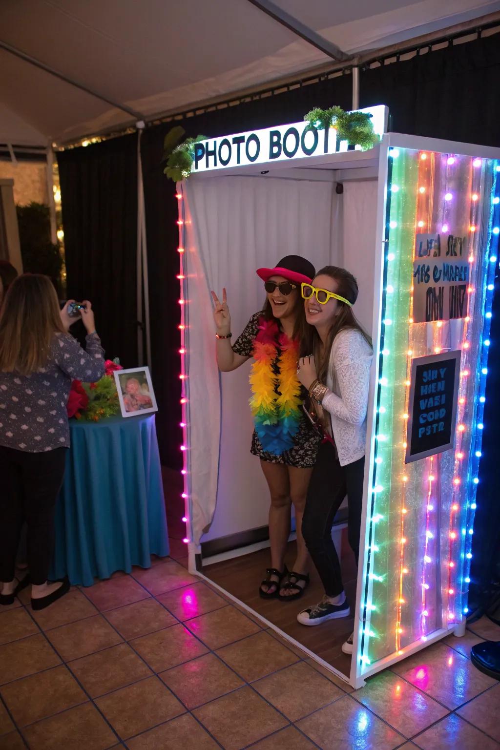 Capture memories with a personalized LED snapshot station.