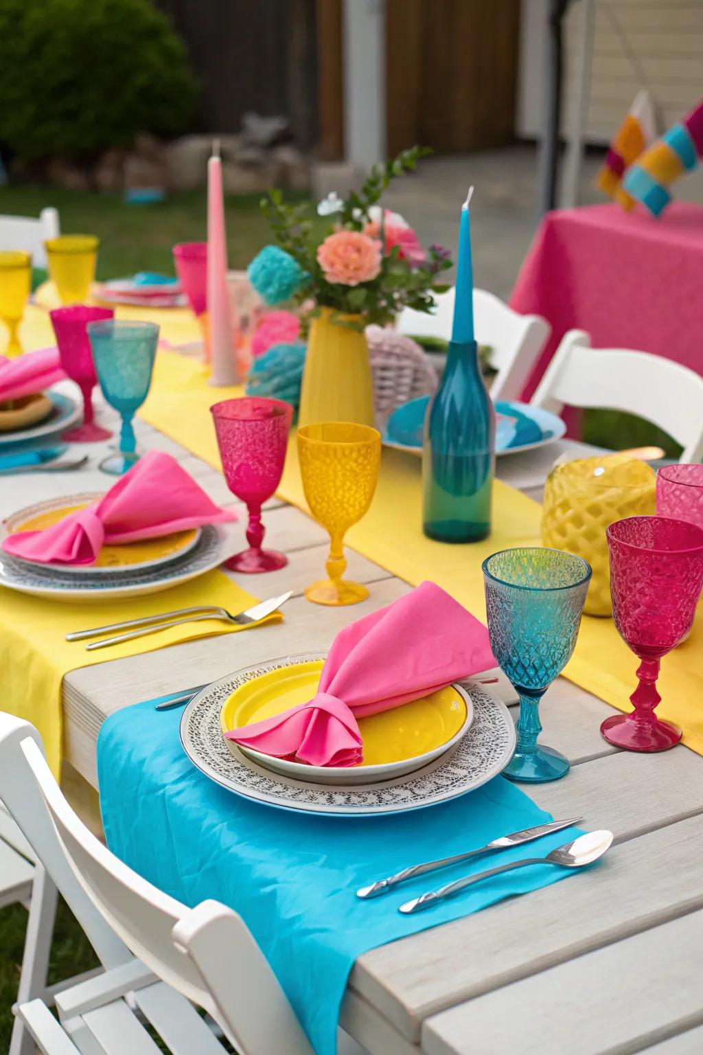 Bright colors adding a vibrant touch to the party table