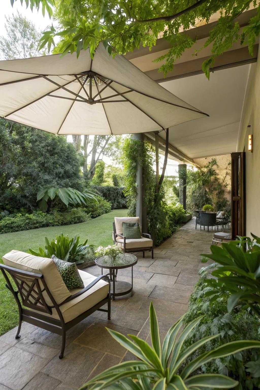 Umbrellas provide relaxation and defense from the sun.