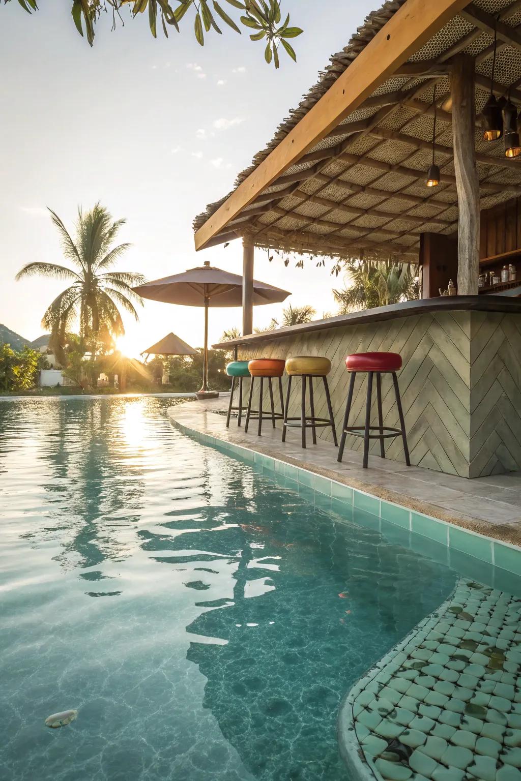 Bring luxury to your pool using a swim-up refreshment spot.