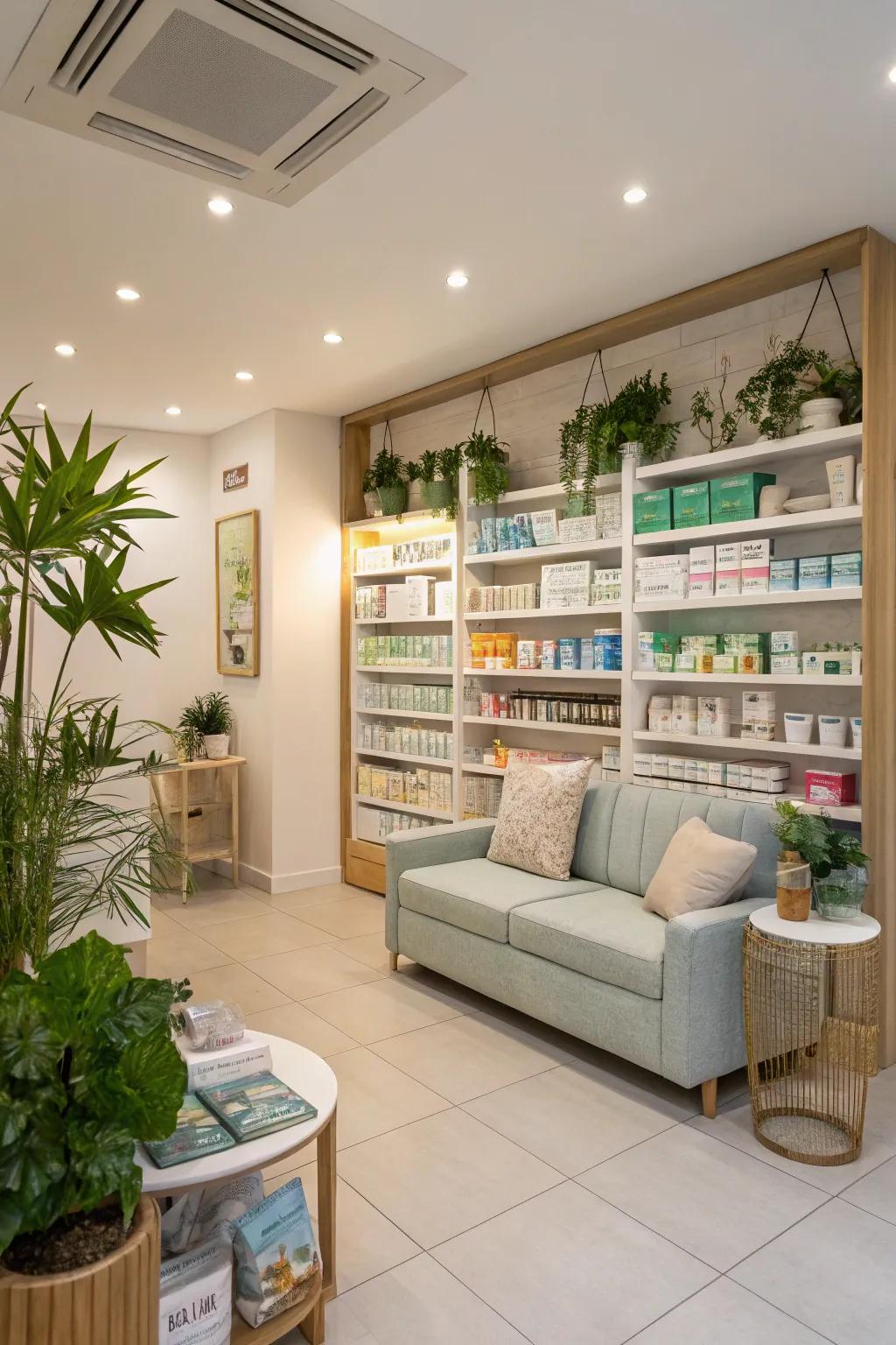 A wellness corner offering health tips and products