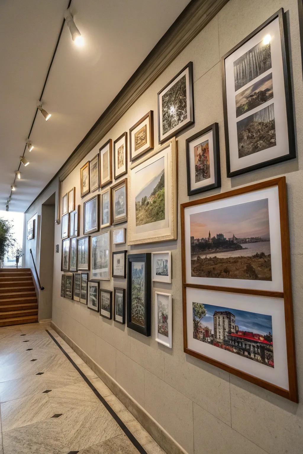 Mixing large and small frames adds visual interest.