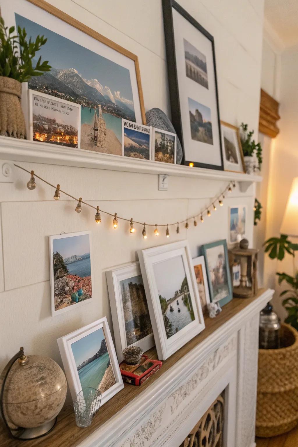 Individualize your shelf with treasured snapshots for a warm impression.