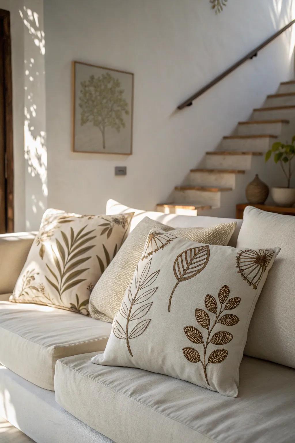 Minimalist cushions crafting an orderly, tranquil setting.