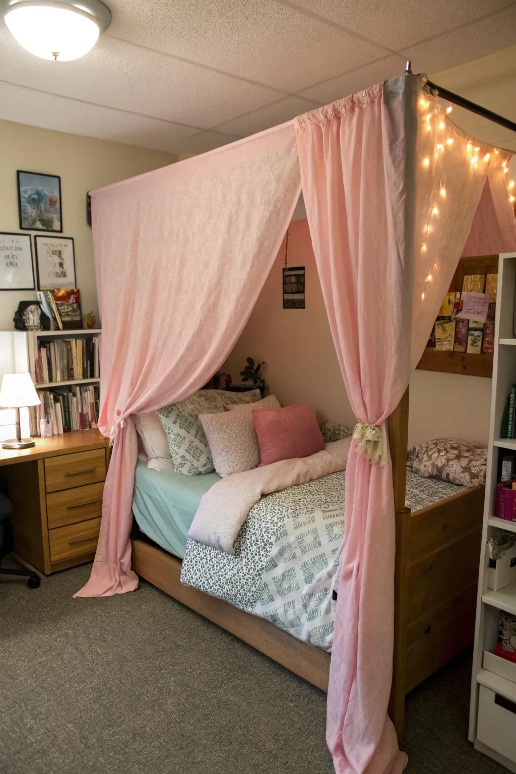 A canopy can add privacy and a hint of sophistication.