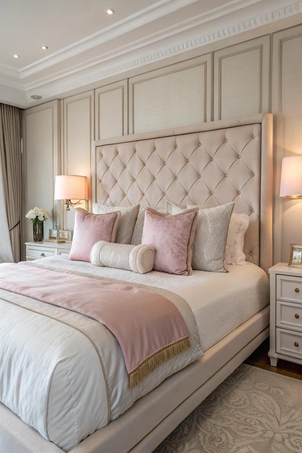 Generously-sized cushions enhance the plush feel of a bed.