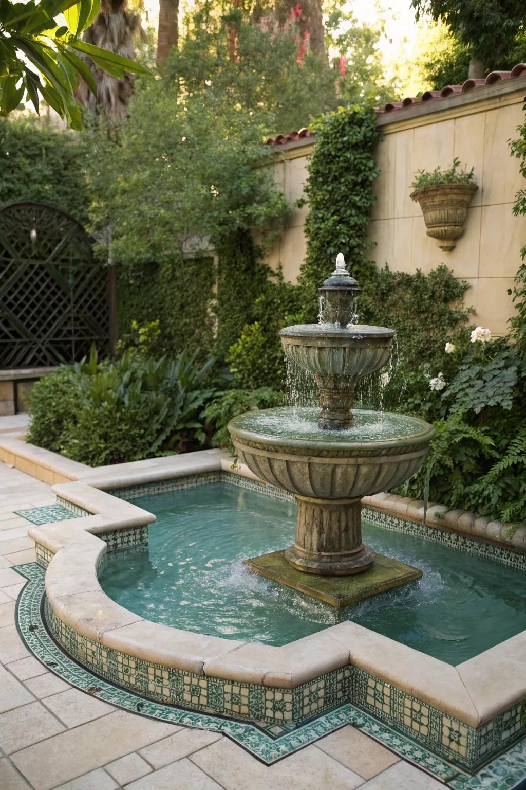 Water accents enhance the serenity of your pool area with their soothing sounds.