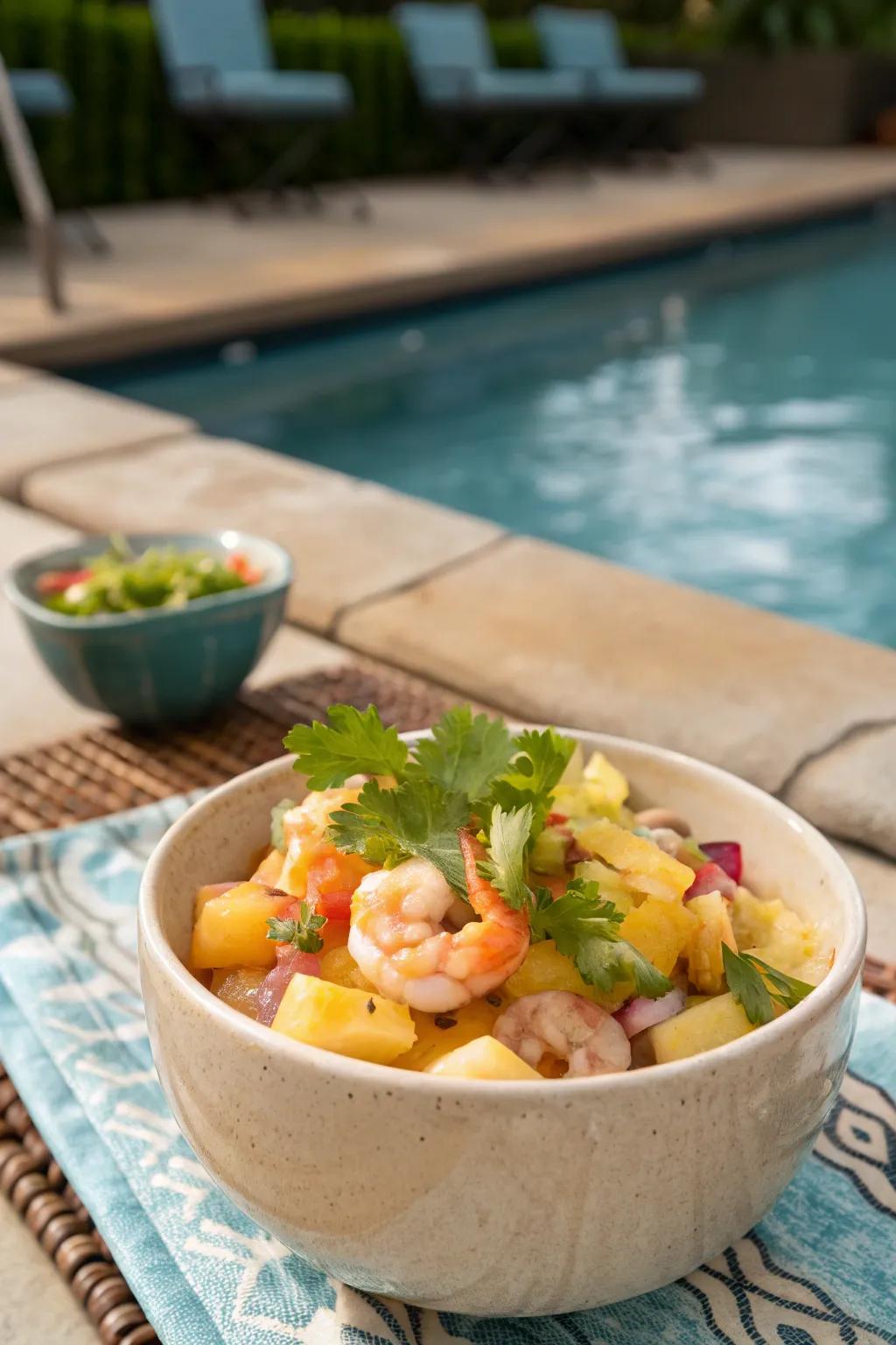 Enjoy a tropical twist with tropical seafood medley.