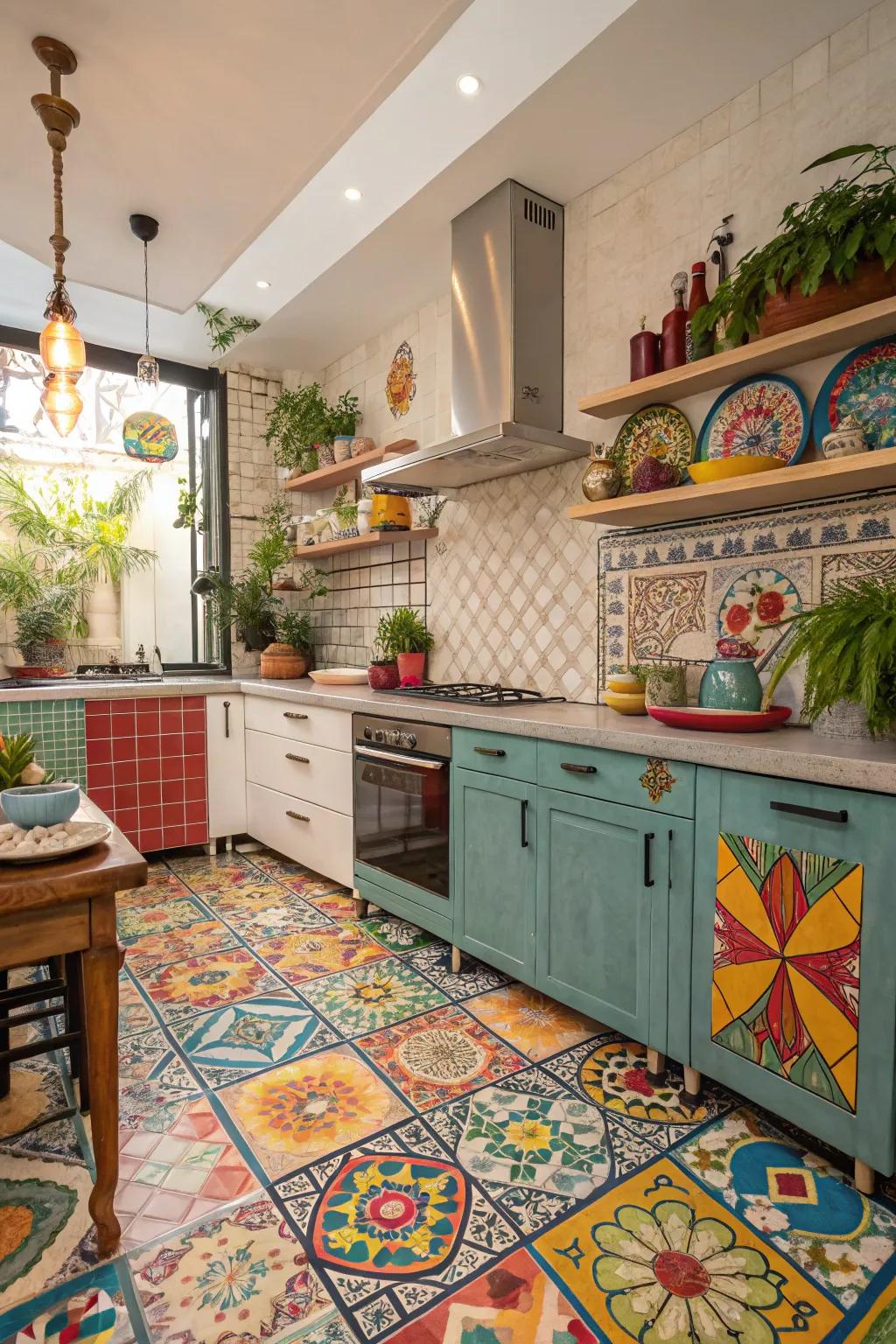 Small tiles introduce vibrant color and individuality to kitchen environments.