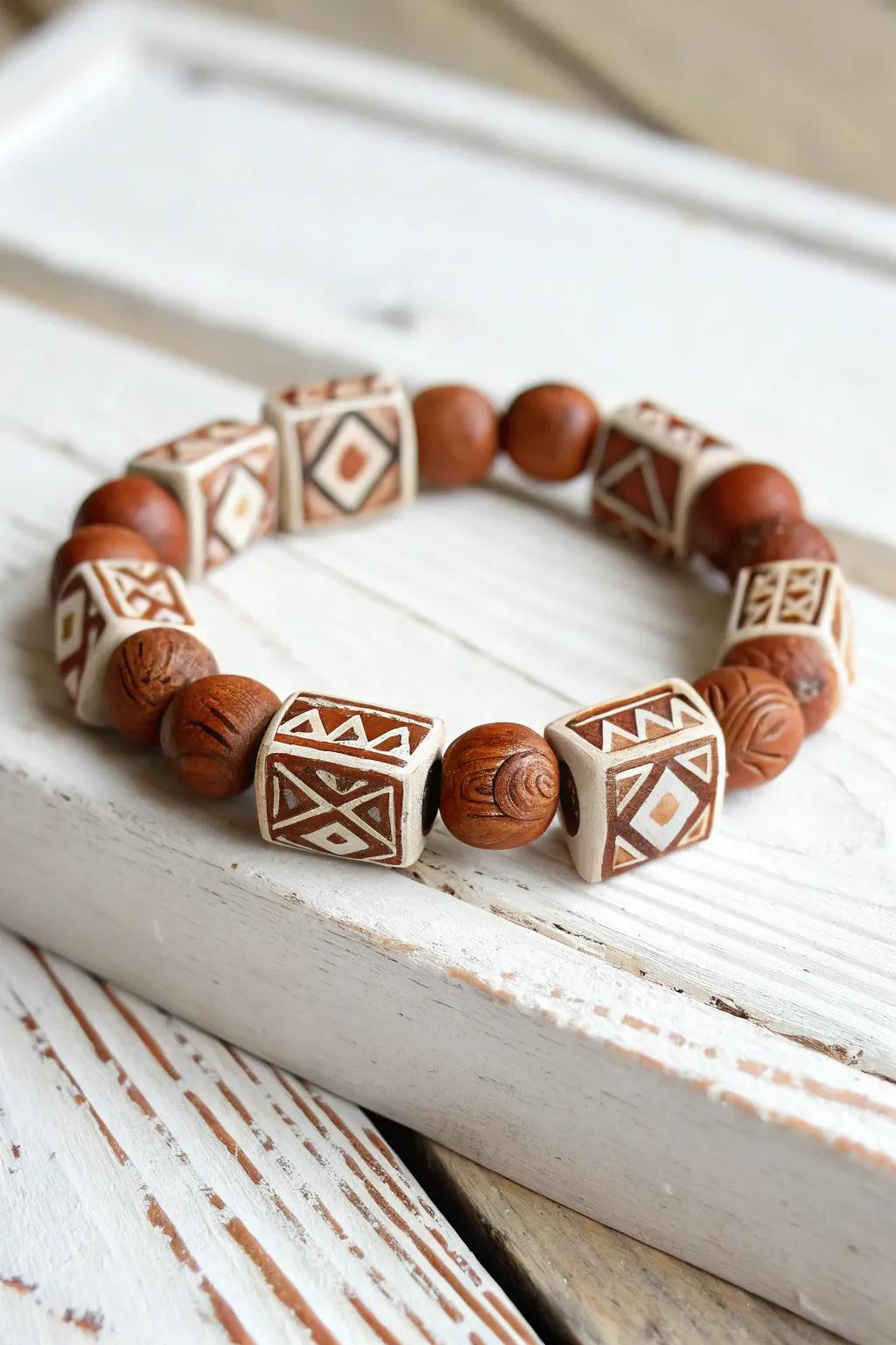 Elevate your style with this geometric clay bead bracelet, the perfect blend of bold design and minimalist sophistication.