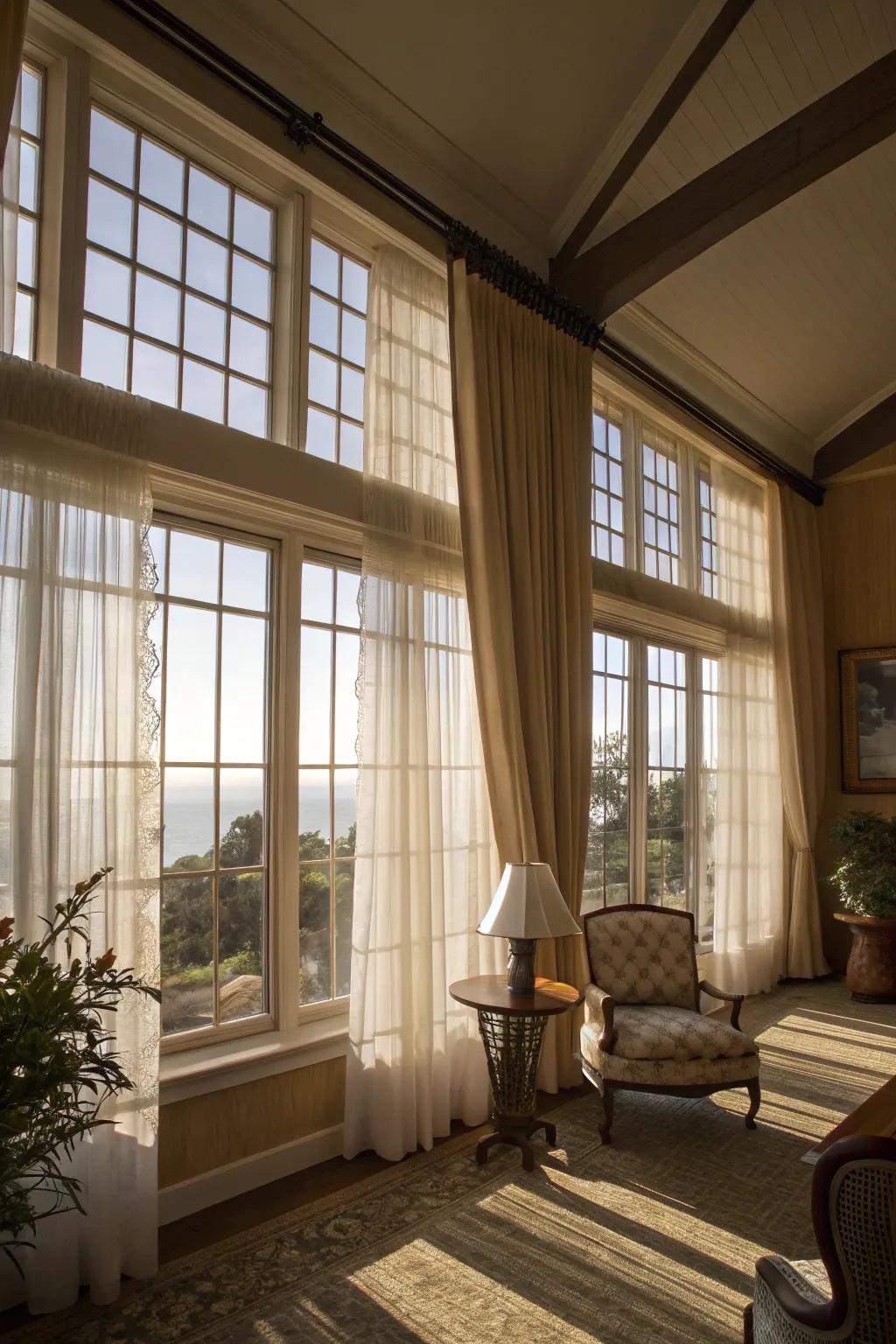 Pivoting windows offer discreet personal space and airflow.