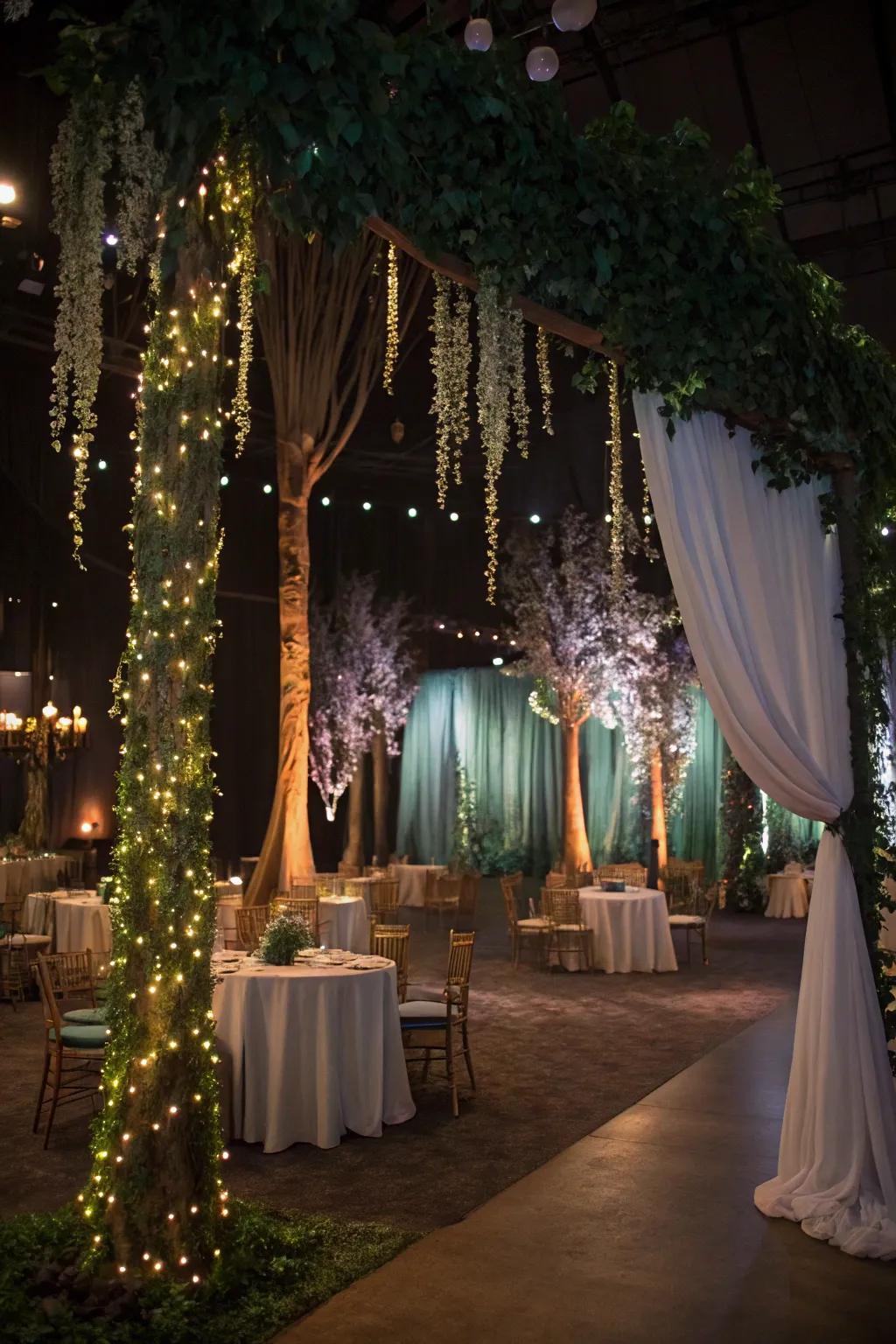 Step into a fairytale with a mystical forest theme.