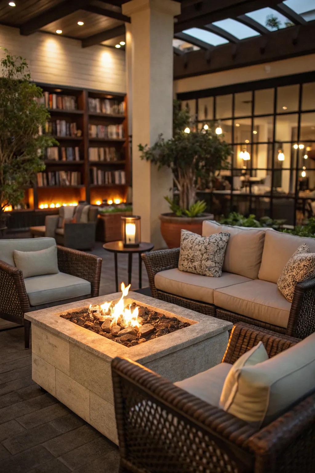 Relax in style with a lounge area designed around your propane fire pit.