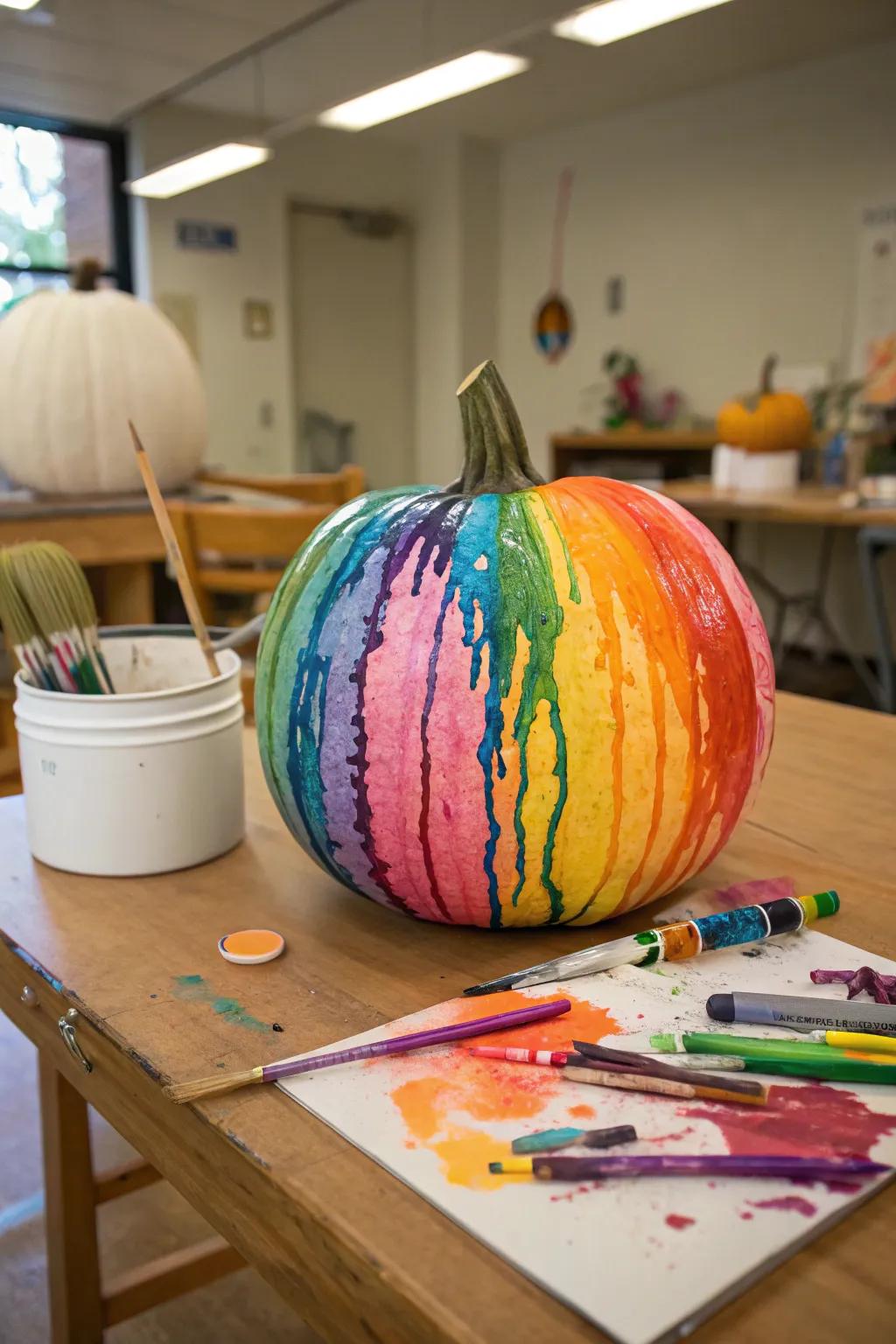 Make amazing visuals with melted wax pumpkin art.