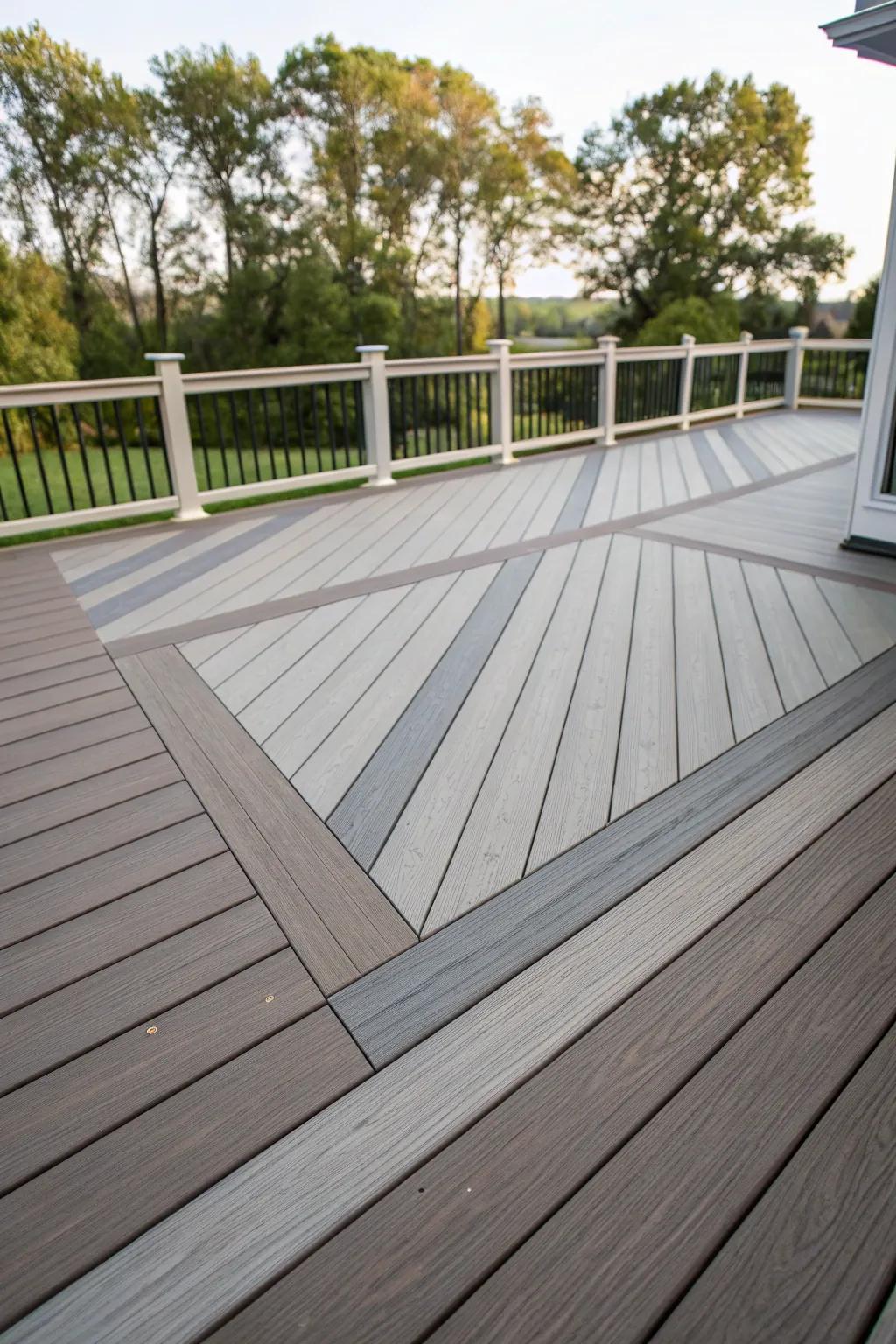 Create an impression through multi-width planking.