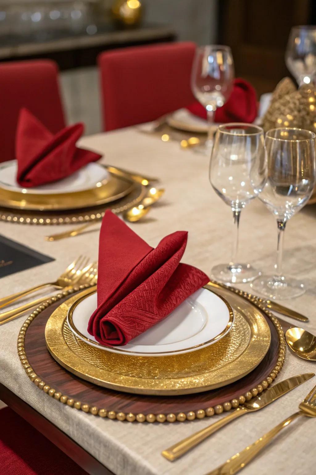 Gilded-edged dinnerware brings a hint of opulence.