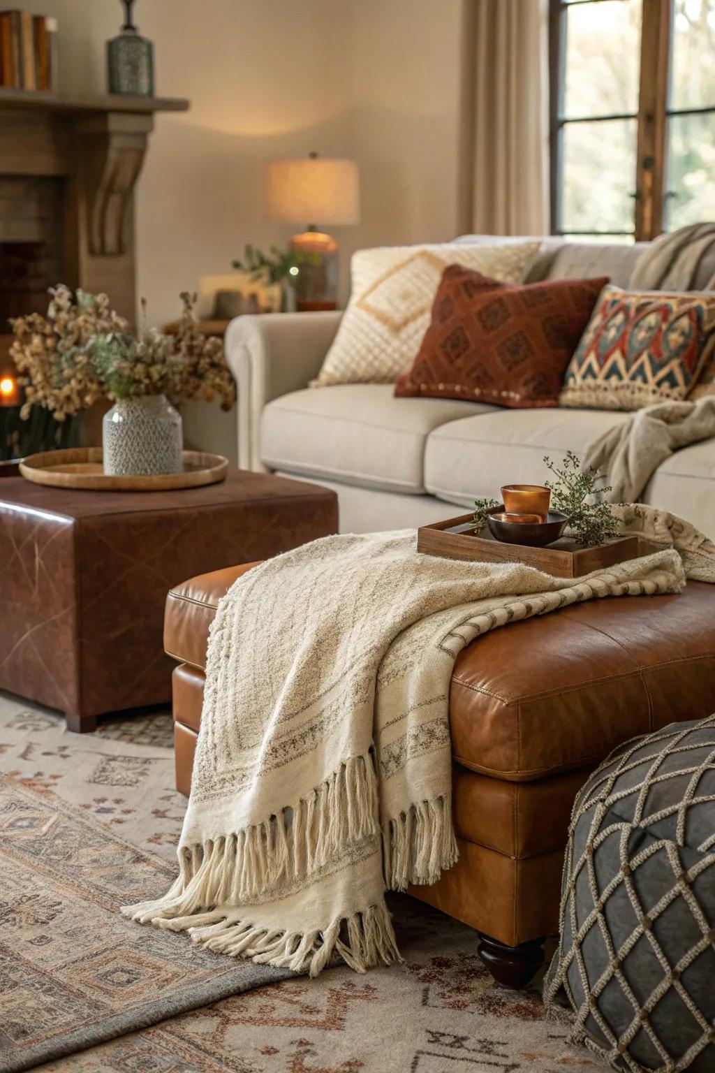 Mixing textures is a great way to create a cozy atmosphere.