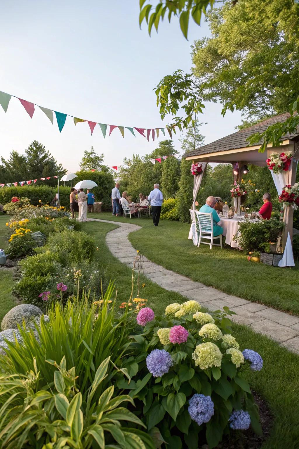 A garden celebration provides a refreshing open-air party.