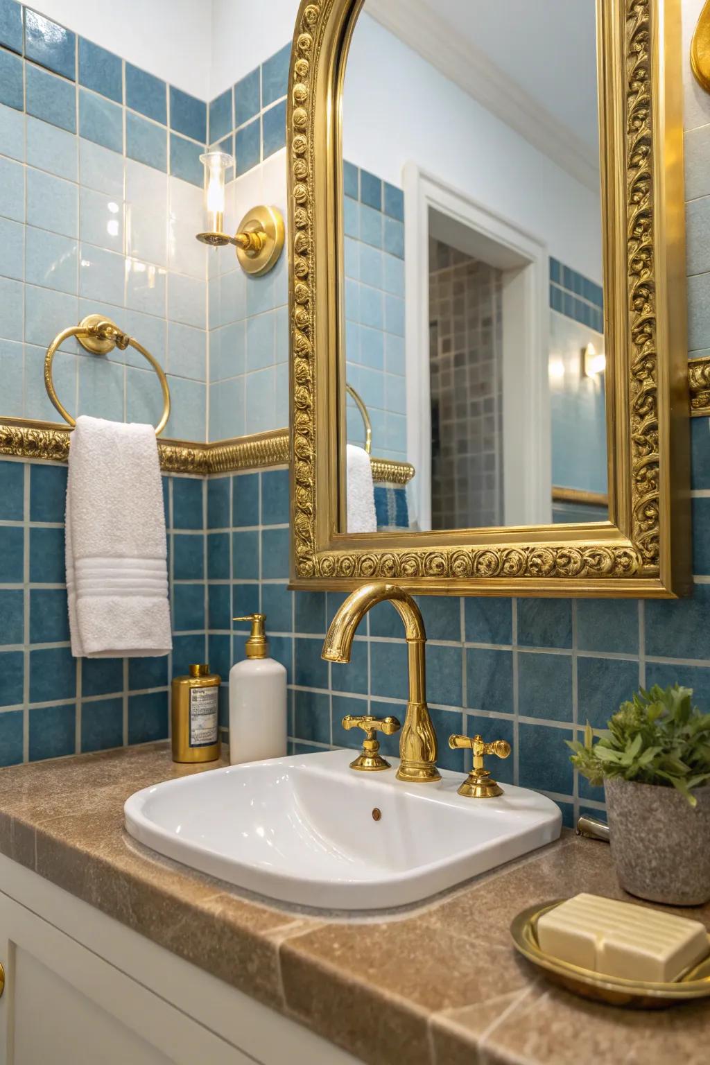 Gold accents that add a touch of luxury to the retro theme.