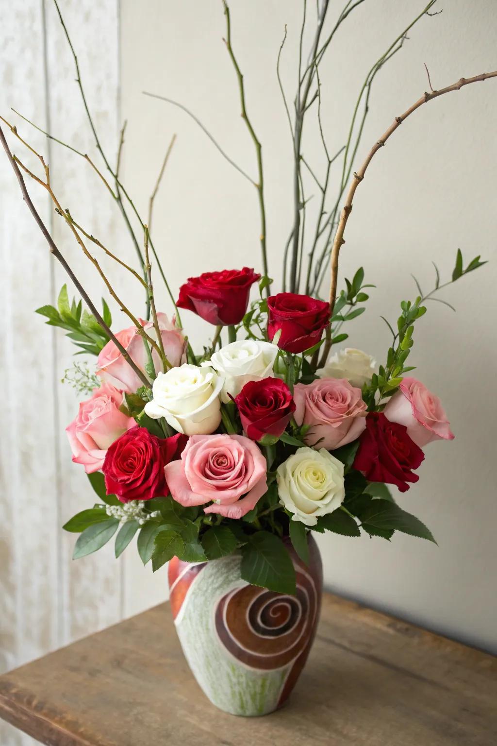 Imbalanced bouquet for an artistic residence adornment.
