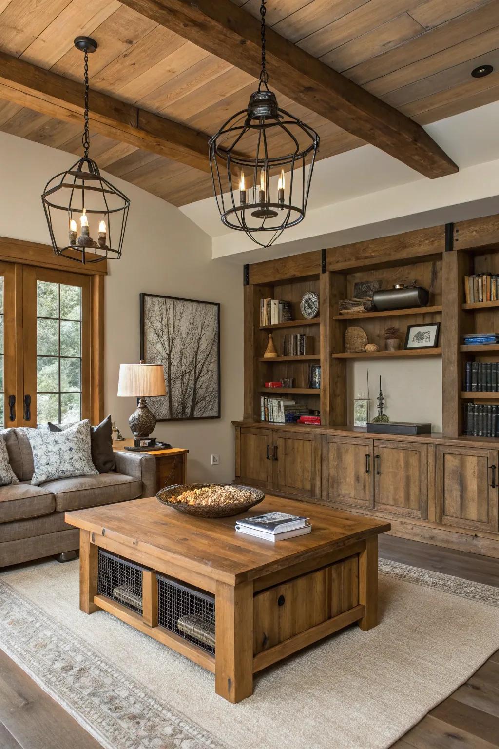 The mix of metal and timber crafts a contemporary countryside aesthetic.