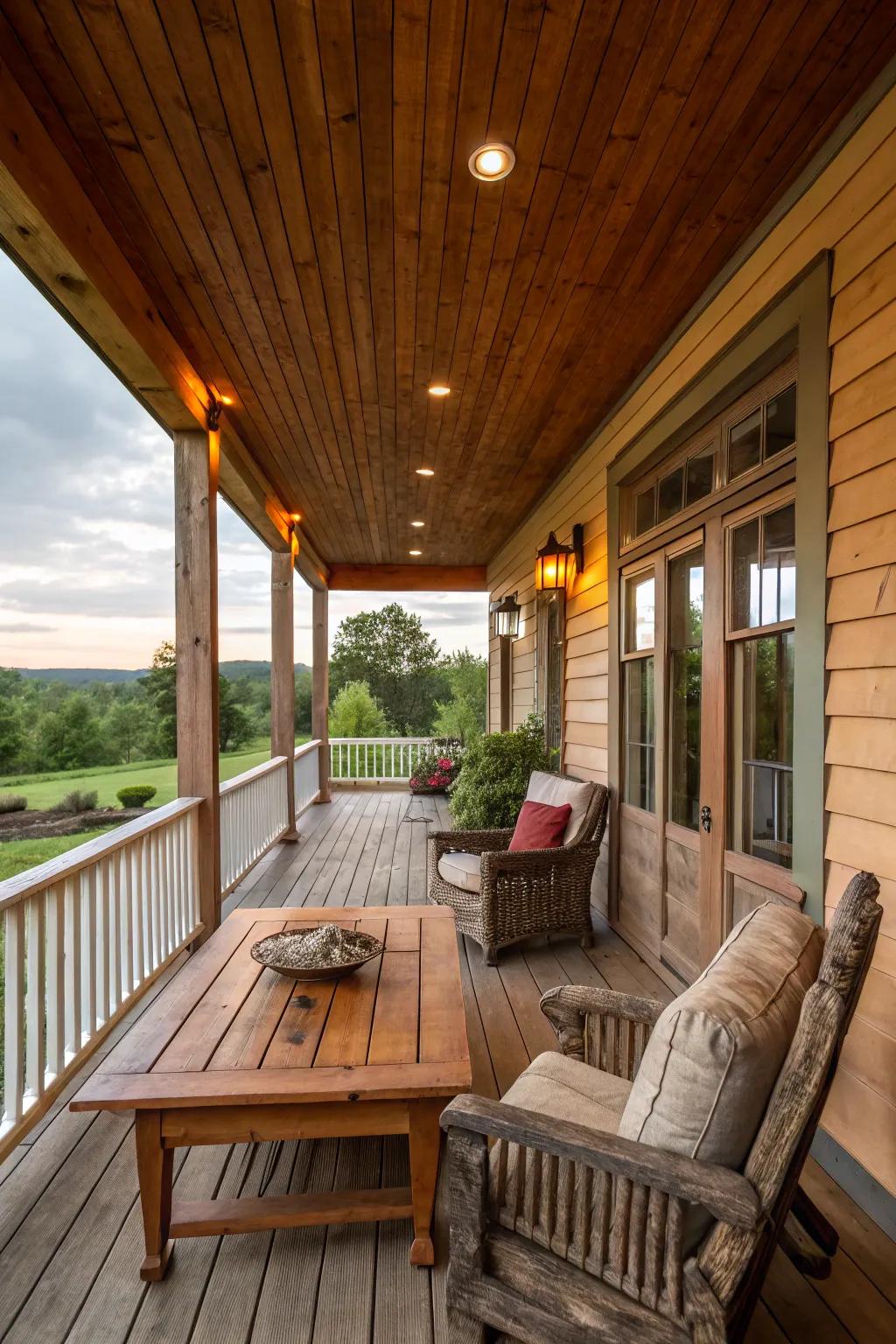 Paneled ceilings offer a sophisticated rustic appeal.