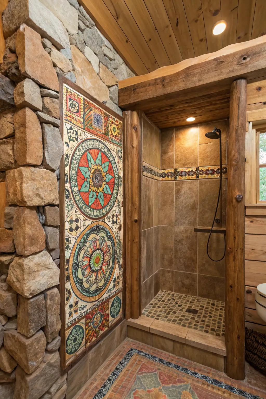 Mosaic tile murals introduce an artistic and personal touch to any shower.