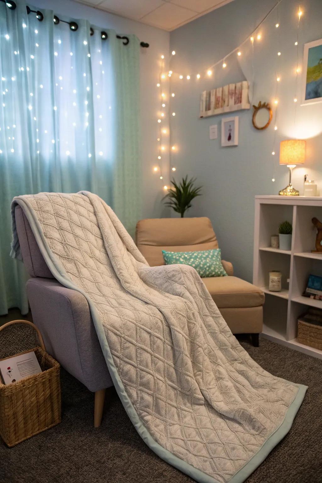 Weighted throws provide a comforting, hug-like sensation.
