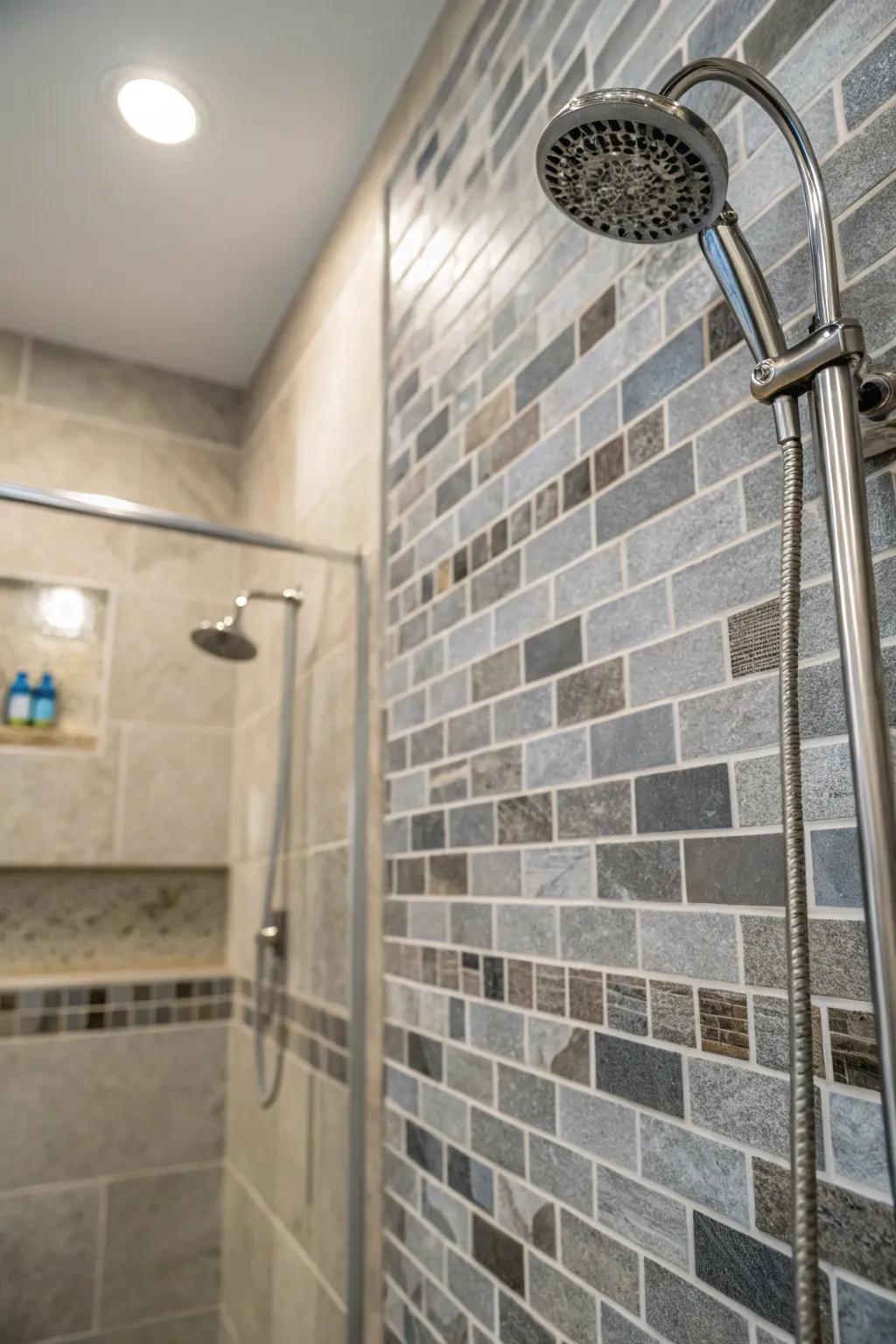 Graded shades of grey tiles for added dimension.