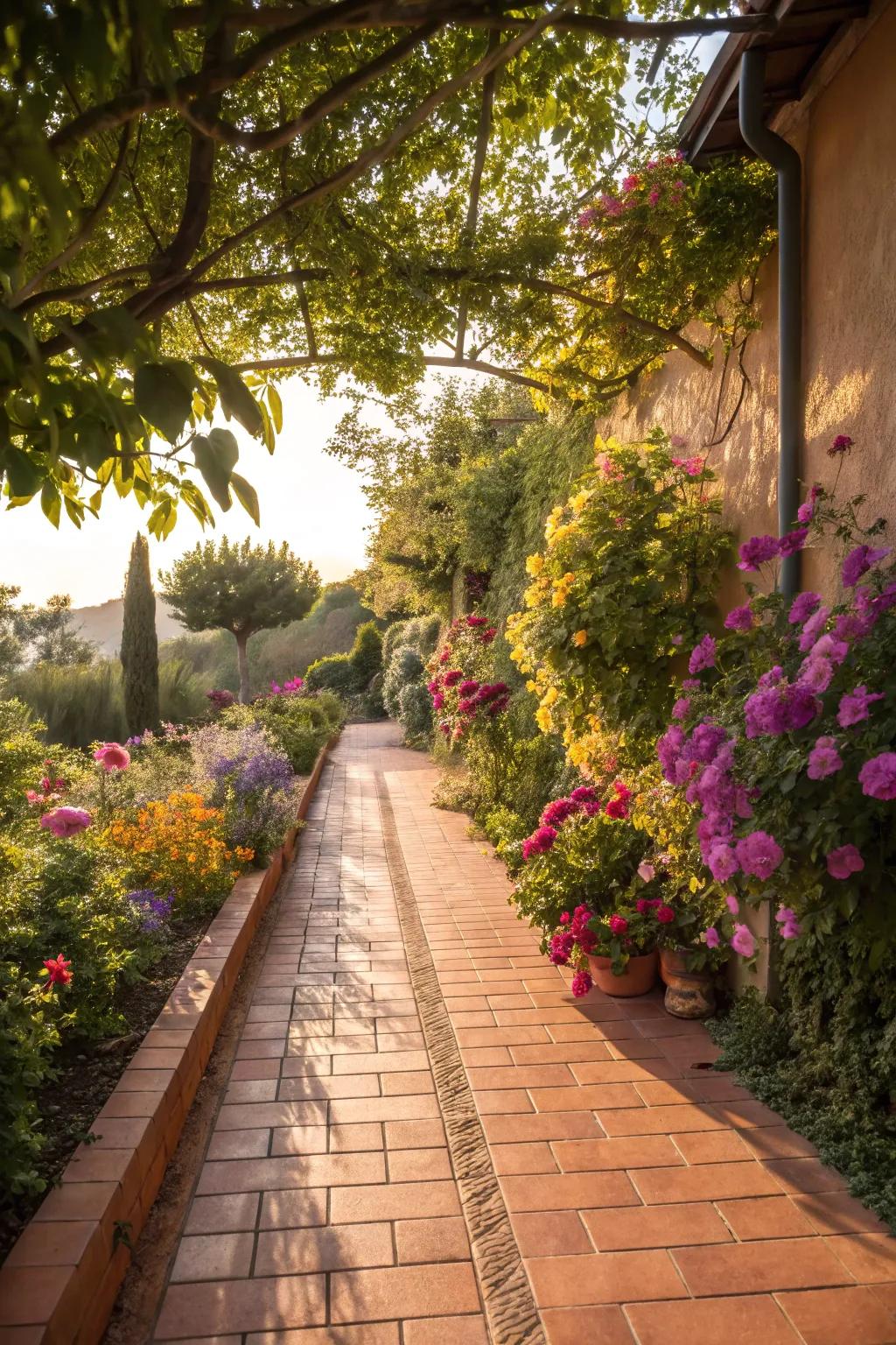 Baked clay pavers bring Mediterranean warmth to your home.