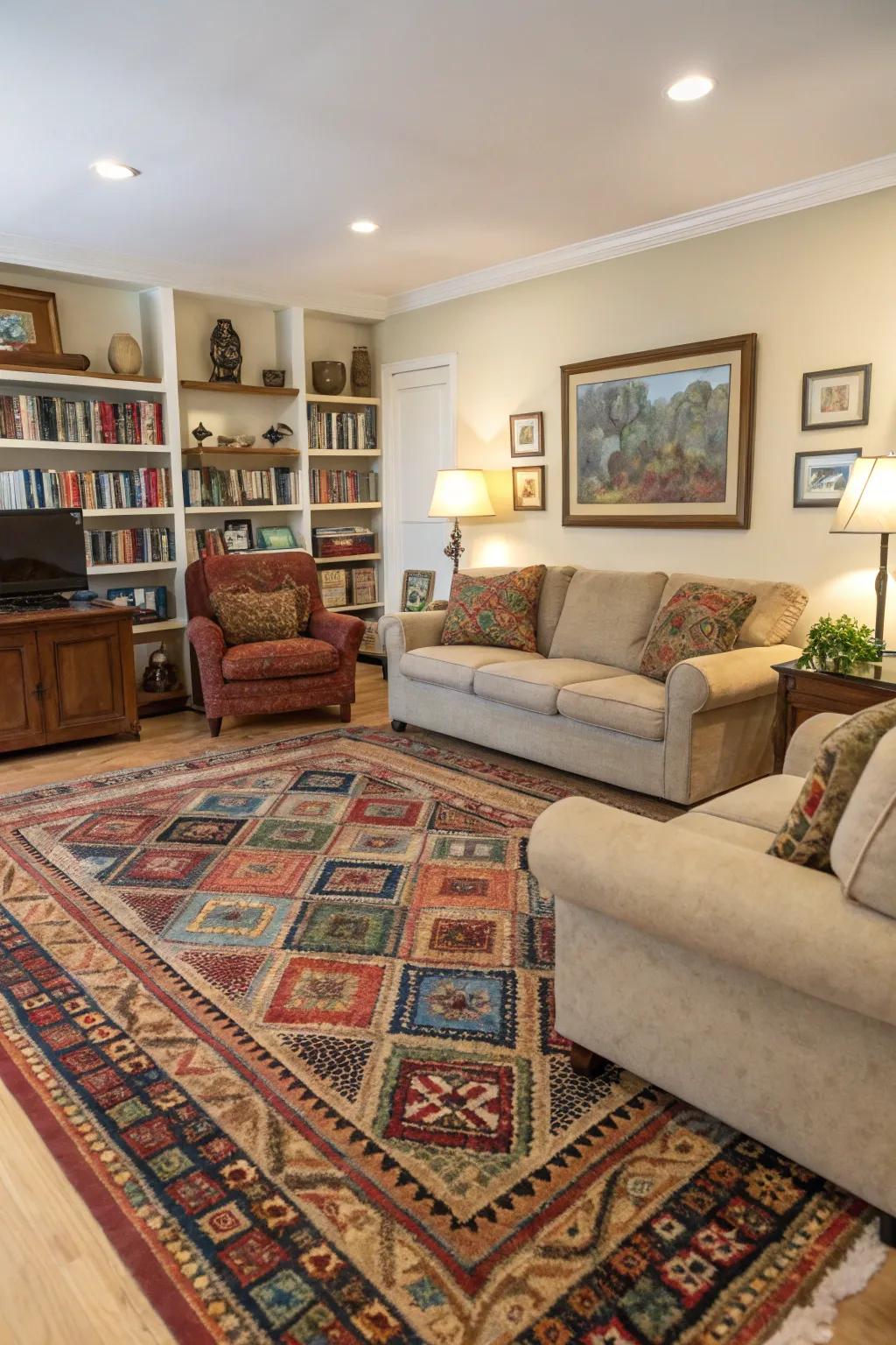 Floor coverings define spaces and add warmth to living areas.