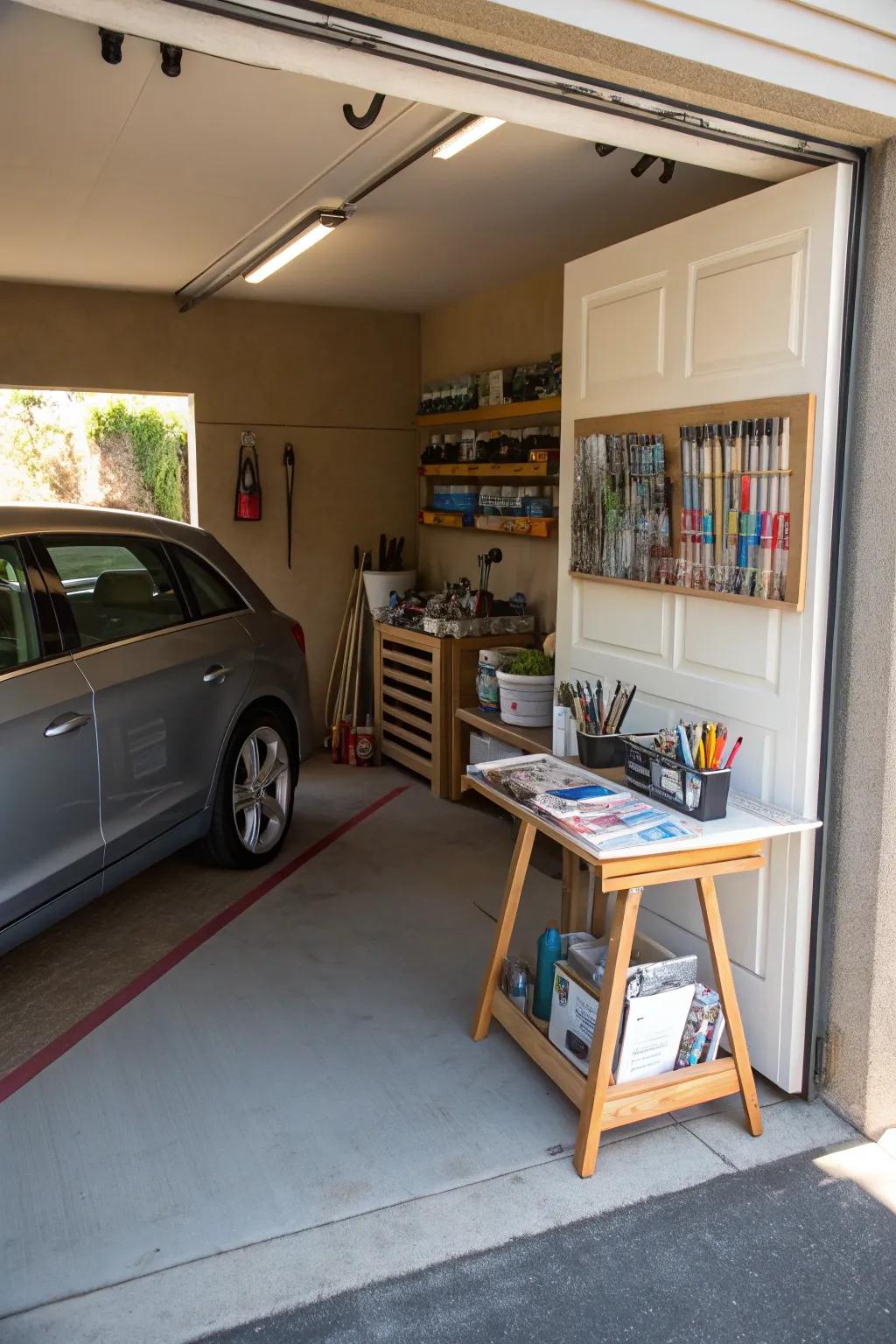 In your garage, make a personal corner for your hobbies.