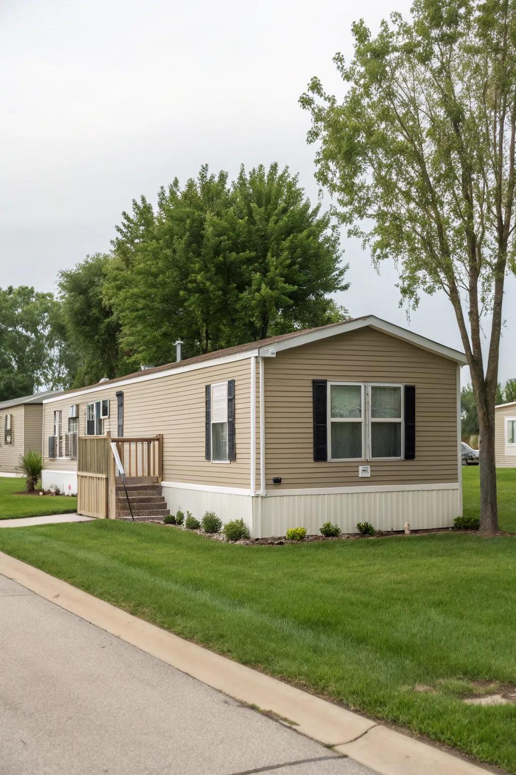 Refined neutrals provide a calm, elegant backdrop for your mobile home.