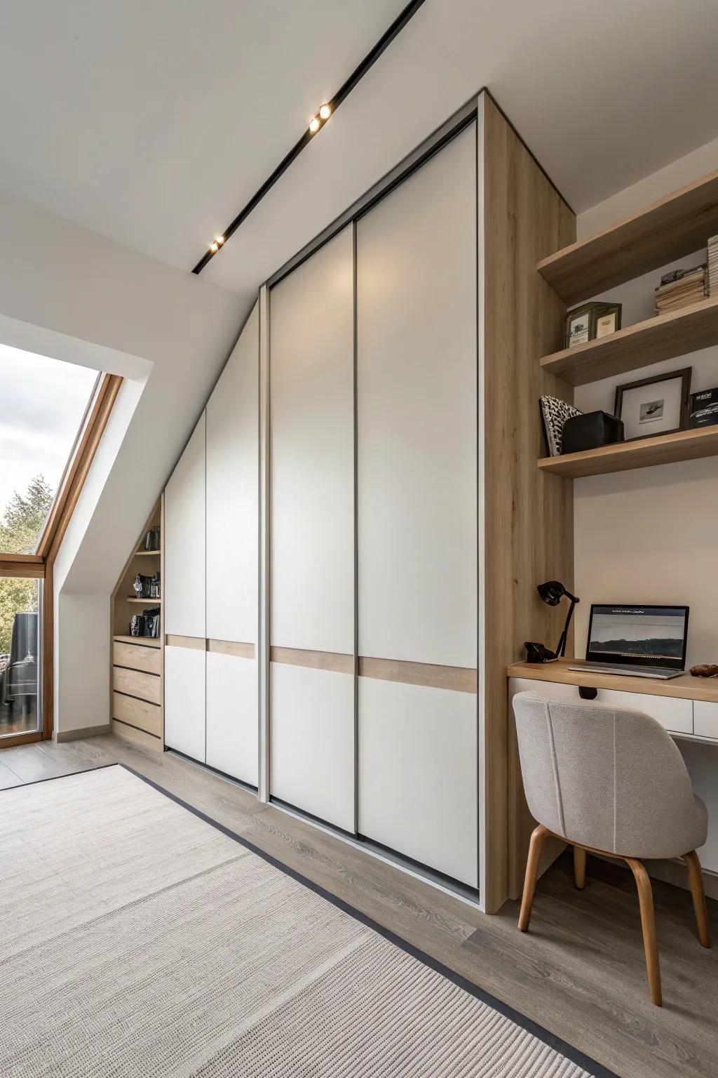 Sliding doors offer a neat solution for hidden storage.
