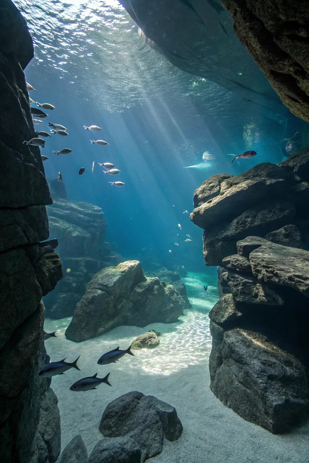 Dramatic contrast incorporating slate and shades.