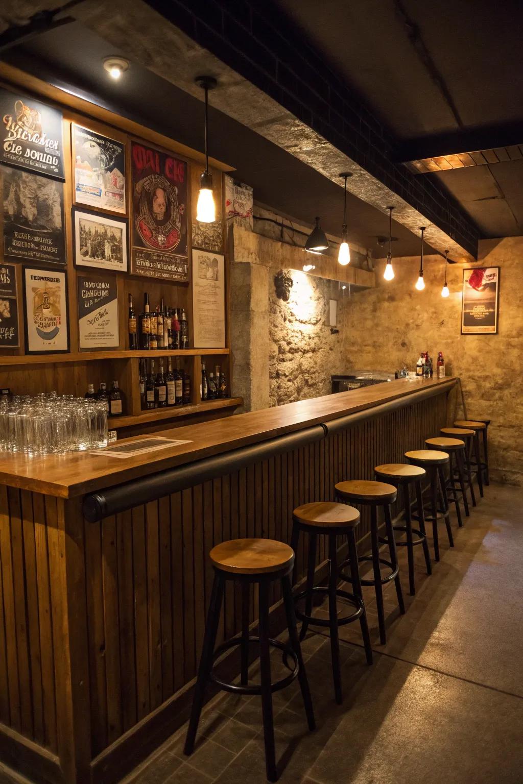 A basement bar adds a social area to your space.
