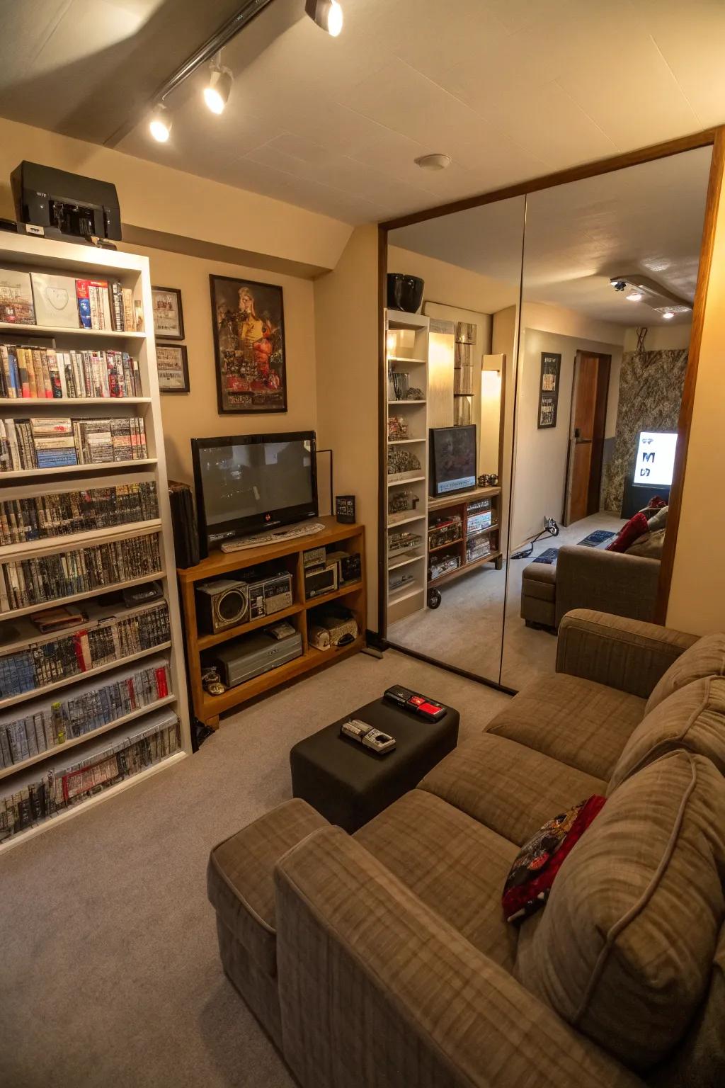 Mirrors can make your gaming space seem bigger.
