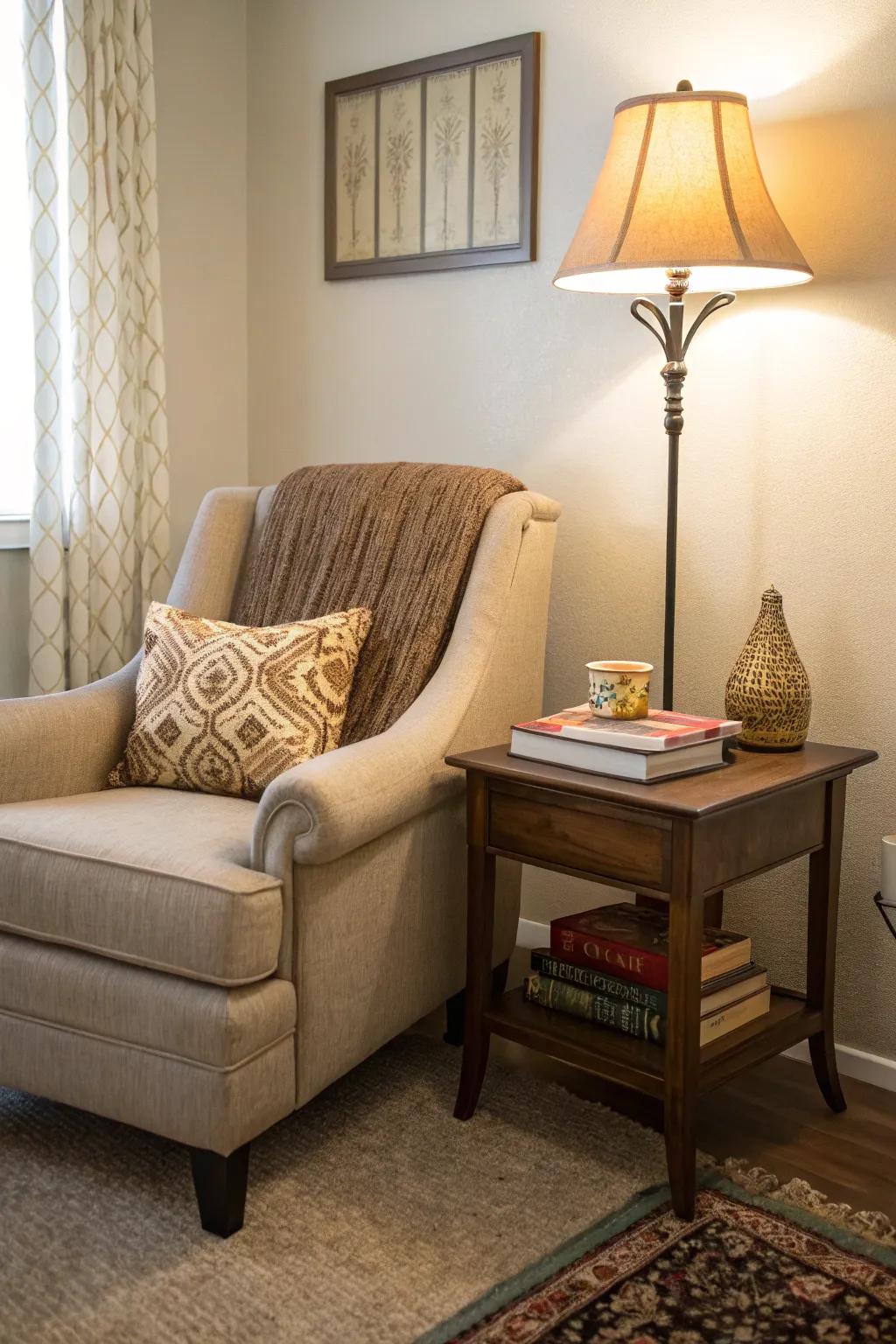 Turn corners into inviting reading areas.