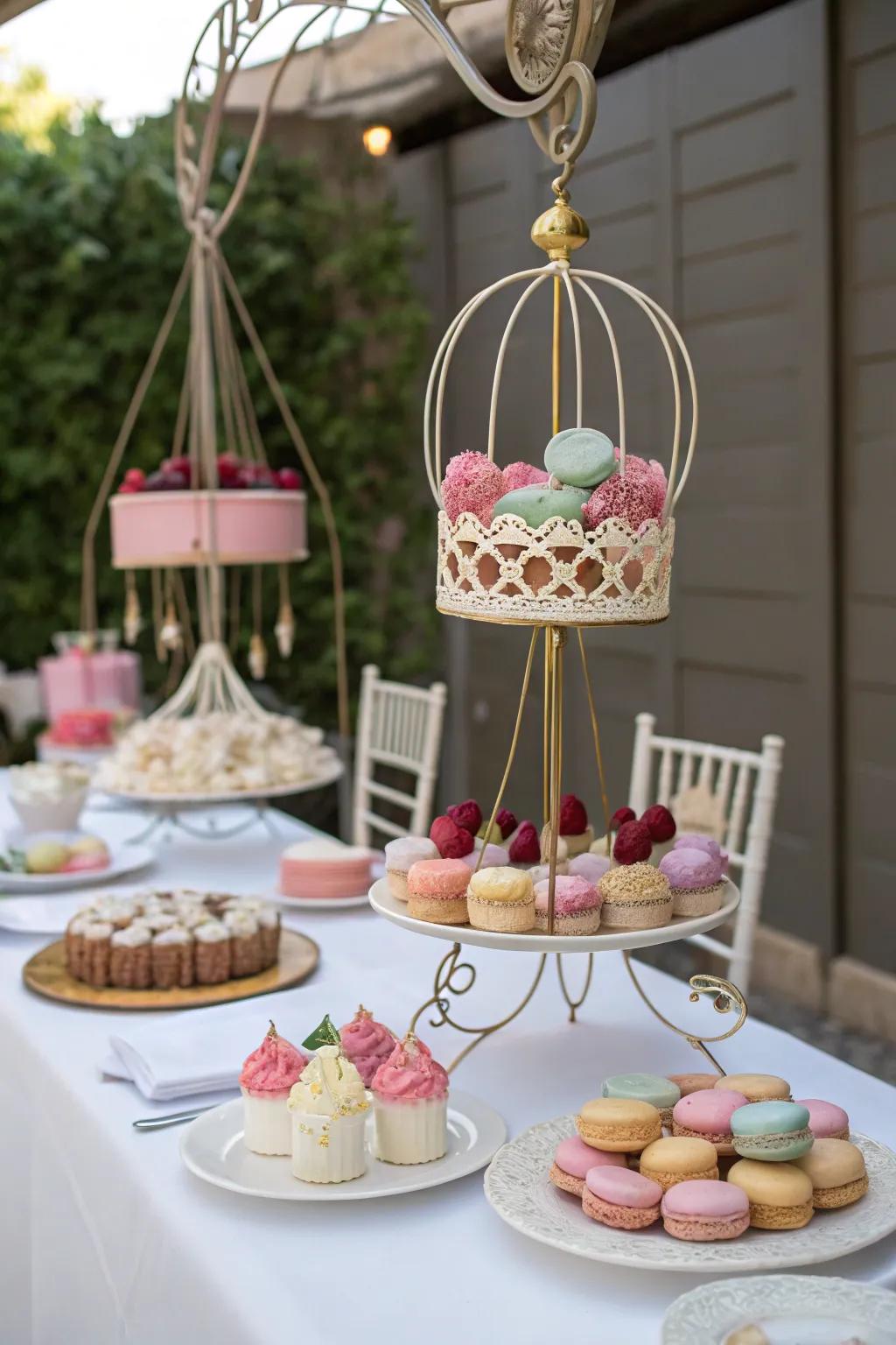 Playful suspended desserts that conserve space and amuse guests.