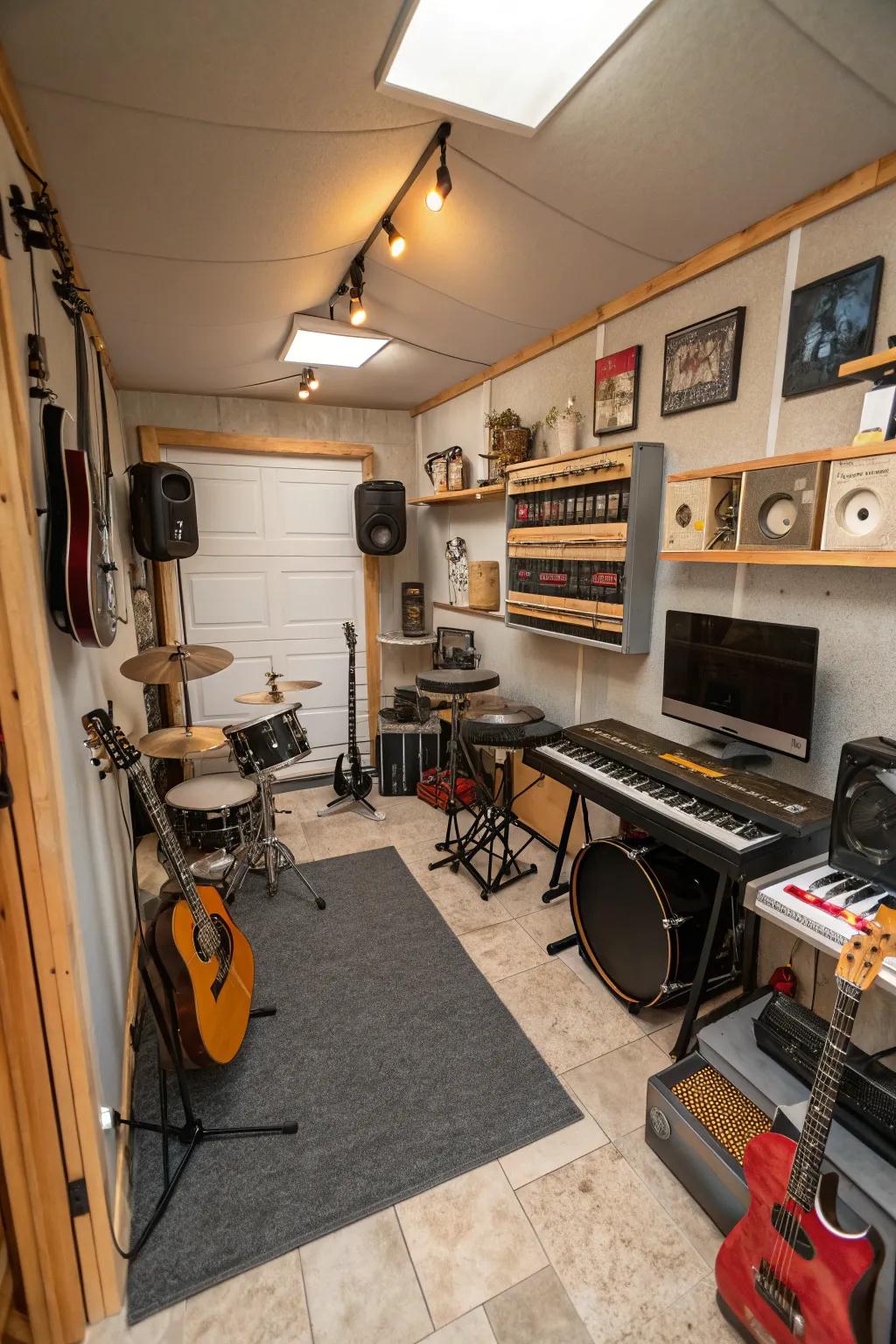 A small garage becomes a musical retreat.