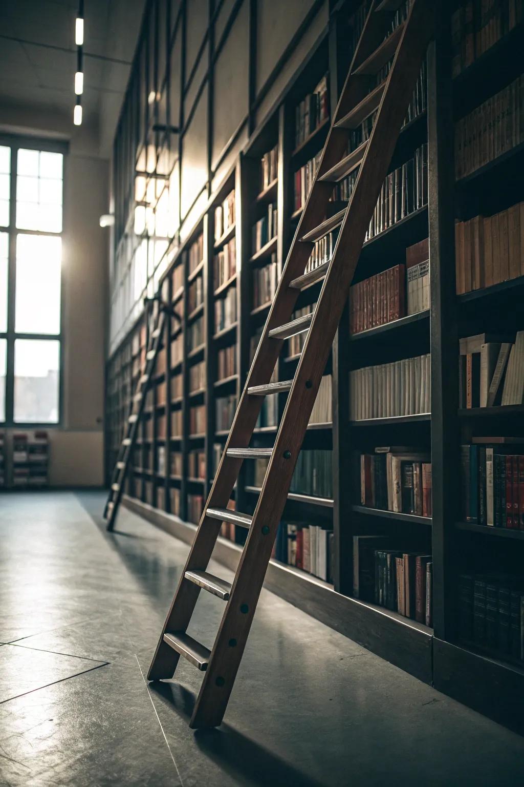 A library ladder introduces archetypal attraction and practicality.