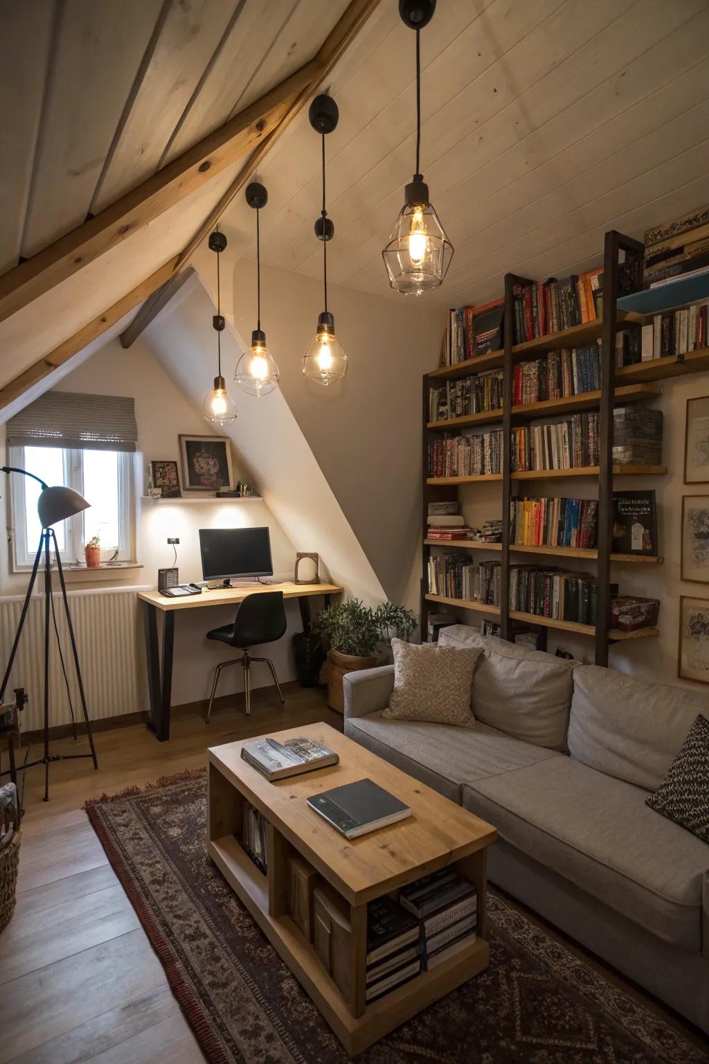 Layered illumination creates a cozy and versatile atmosphere.