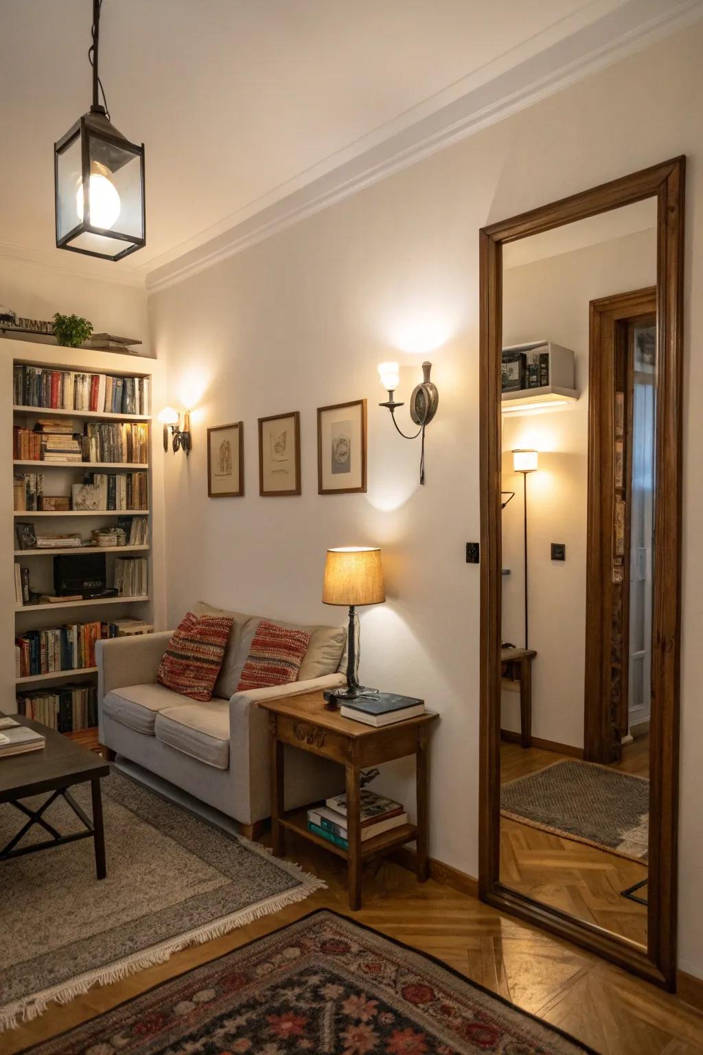 Wall-mounted lighting frees up valuable surface space.