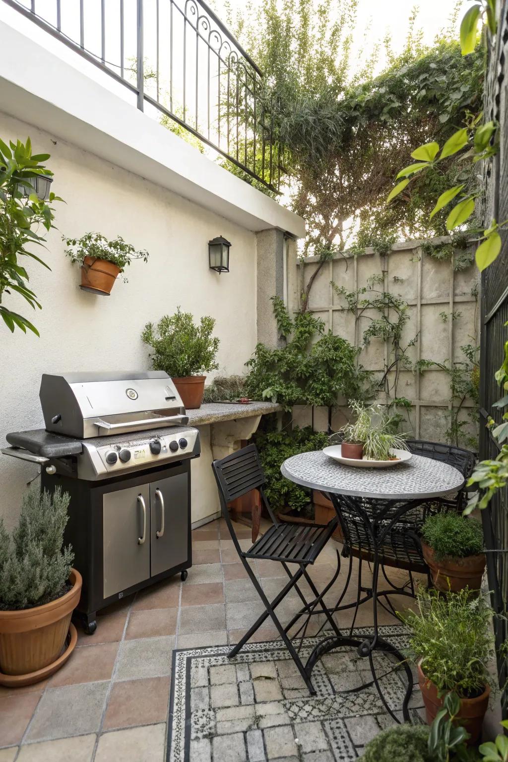 Putting things in the corner frees up the main patio area.