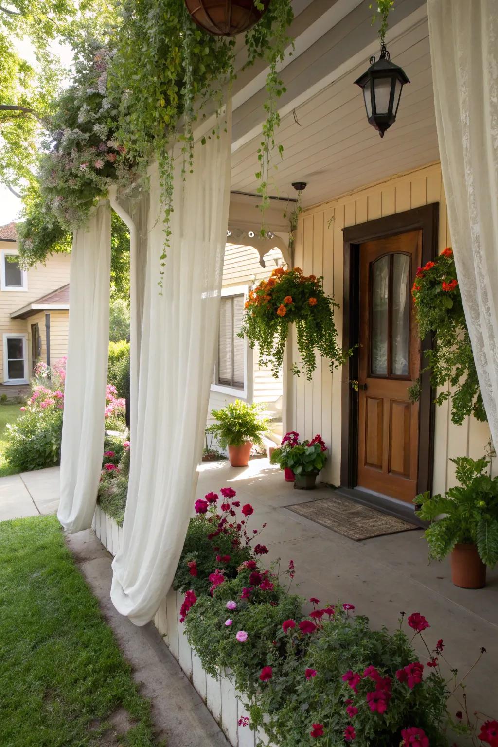 Fabric planters add a refreshing touch of nature to your porch.