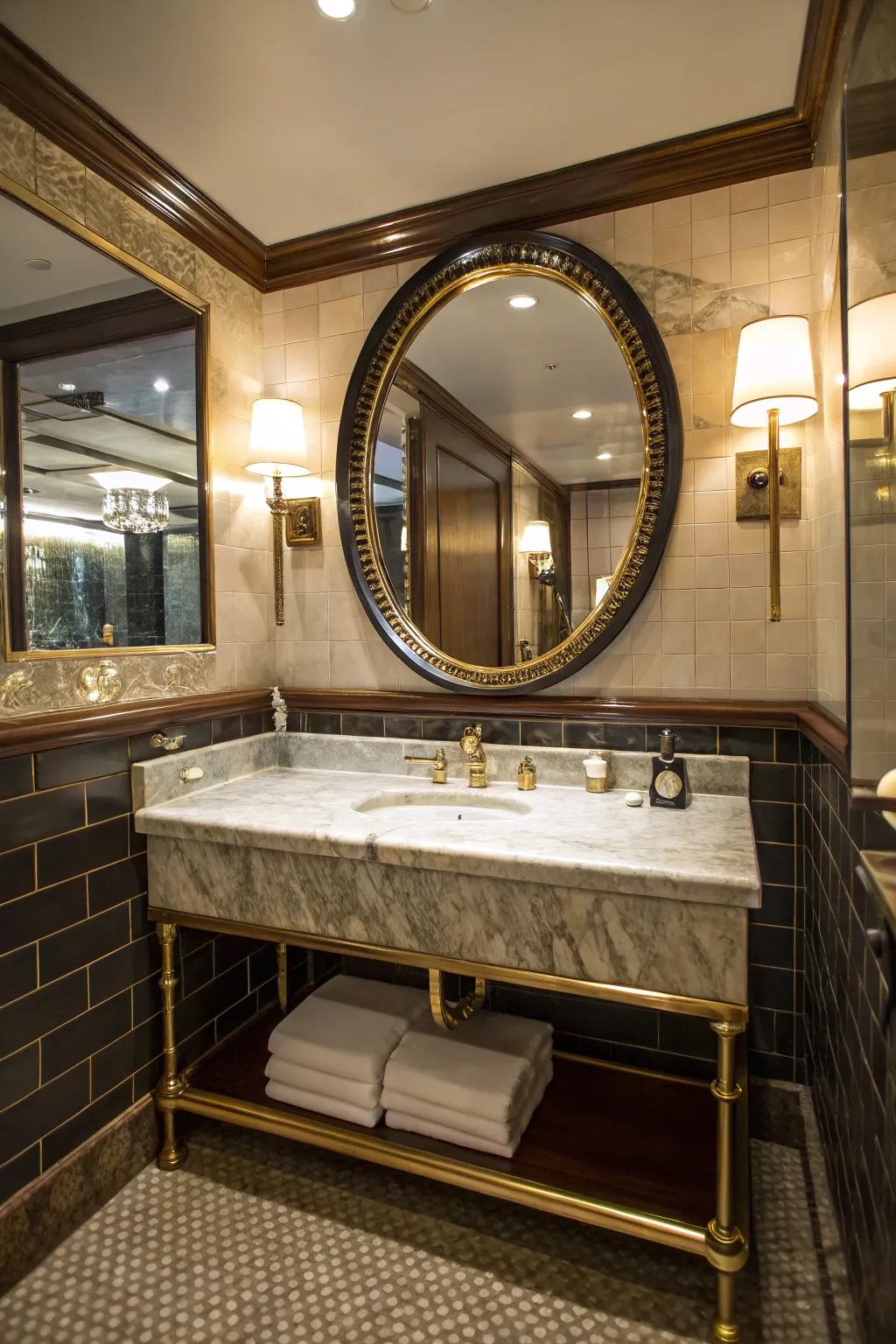 Opulent vanities become stunning focal points.