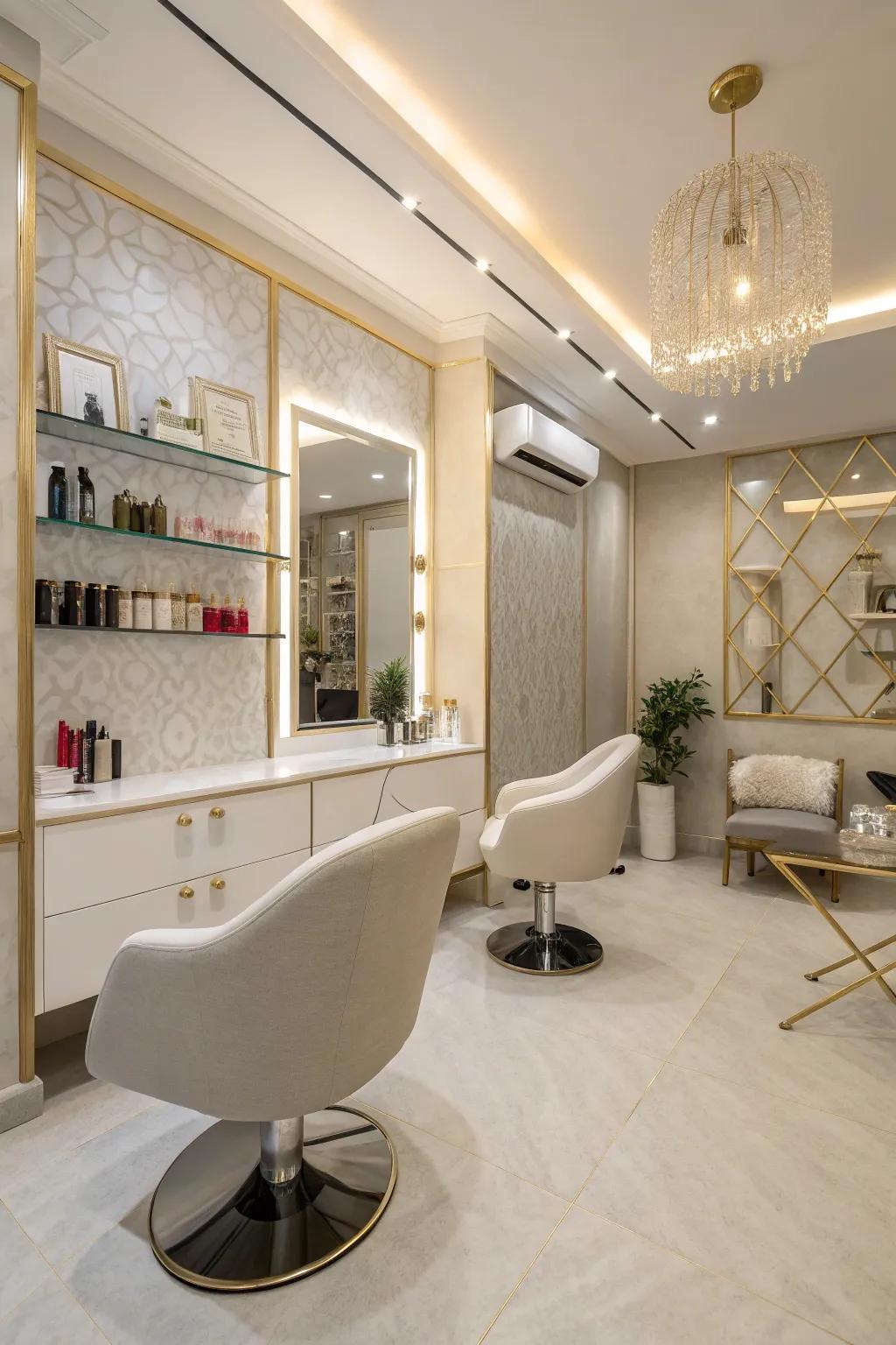 Refined minimalism that introduces sophistication to the salon.